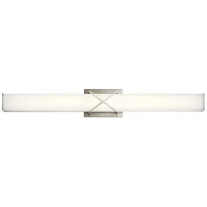 Trinsic 32 In 3-Lights LED Bathroom vanity Light With Clear Satin Etched Glass, Brushed Nickel Finish