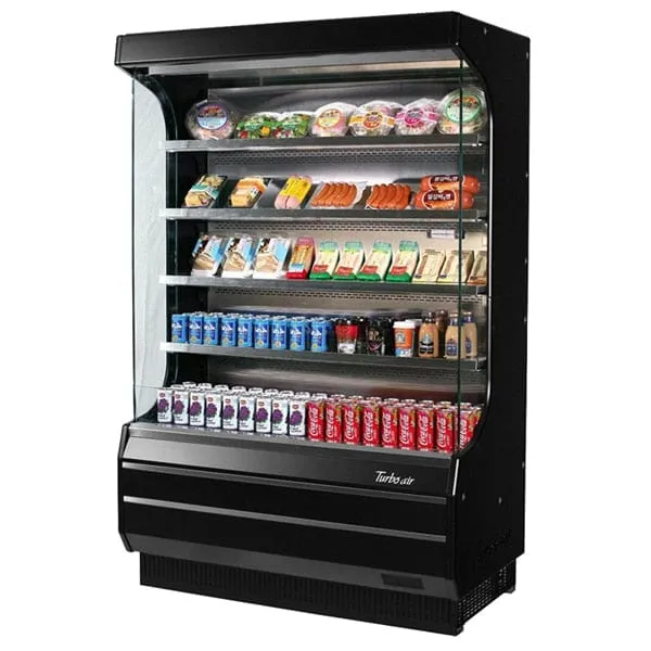 Turbo Air TOM-50B-N 16.5 cu.ft. 51" 115V Black Glass Sides Full Height Refrigerated Vertical Open Display Case