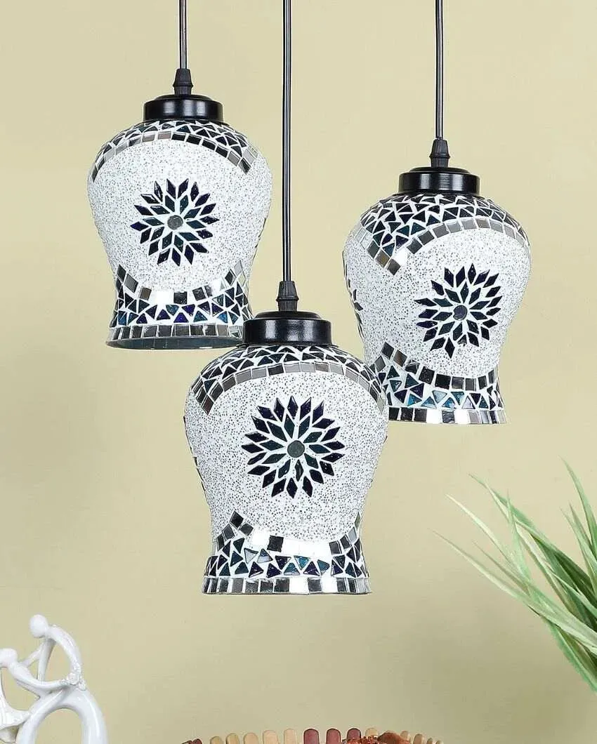 Turkish Design Mosaic Glass Three Hanging Lamps | 10 x 20 inches