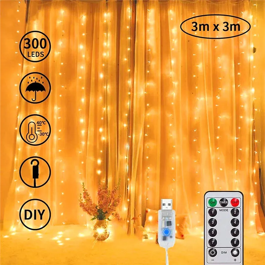 USB Operated Curtain LED Lights with remote control