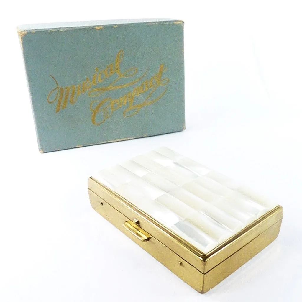 Vintage Musical Powder Box Mother Of Pearl Lid 1950s Plays Killarney