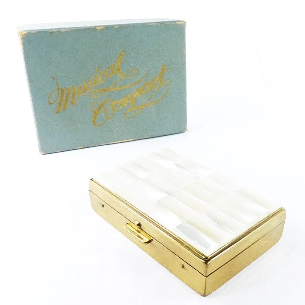 Vintage Musical Powder Box Mother Of Pearl Lid 1950s Plays Killarney