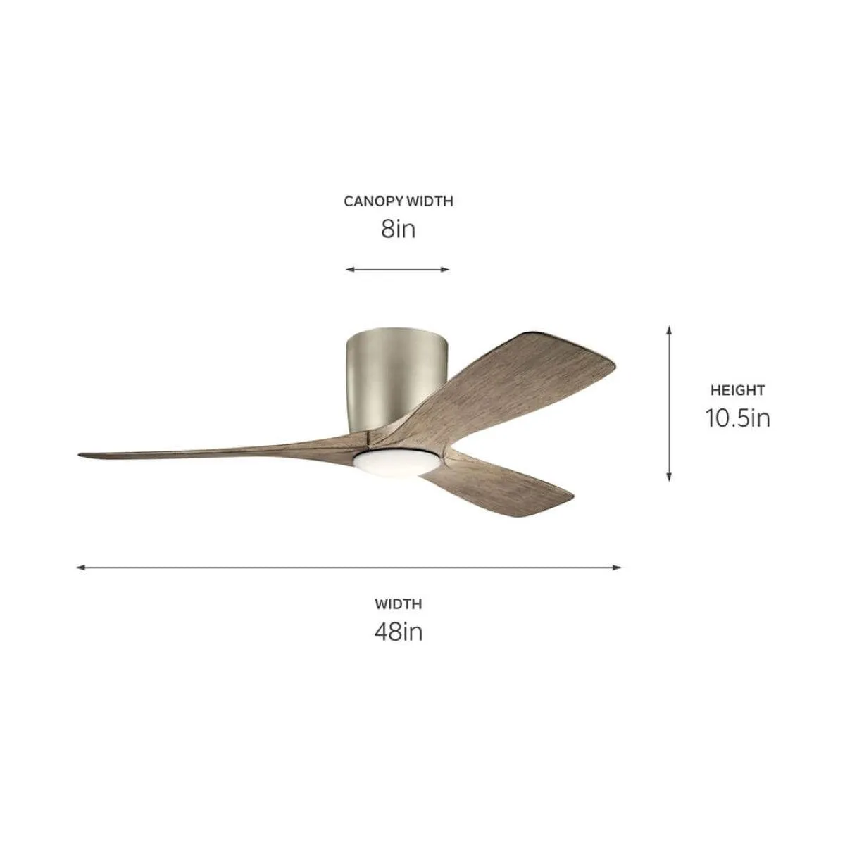 Volos 48 Inch Nickel Hugger LED Ceiling Fan with Wall Control