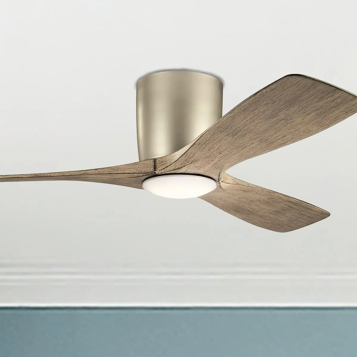 Volos 48 Inch Nickel Hugger LED Ceiling Fan with Wall Control