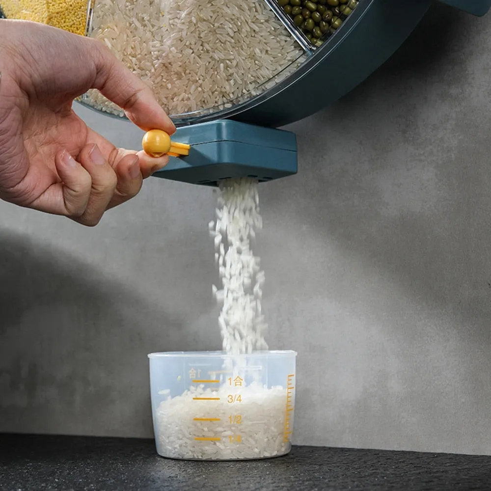 Wall Mountable Rotating Cereal Dry Food Dispenser