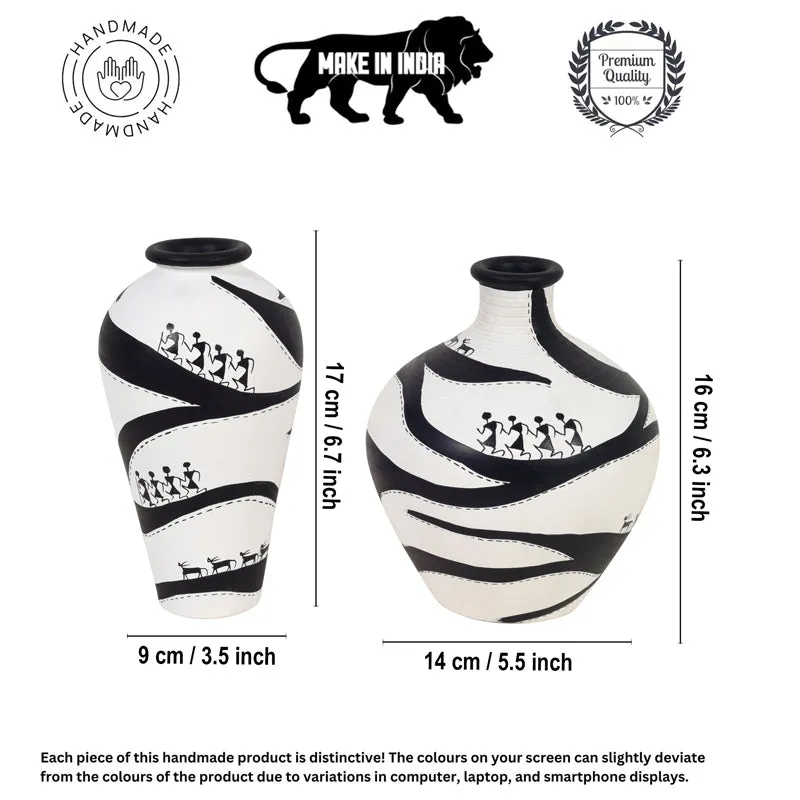 Warli Zebra Fusion Vase - Set Of Two