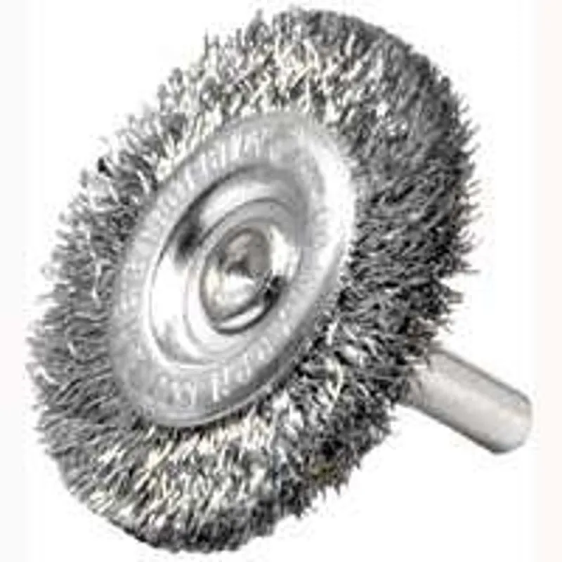 Weiler 36412 Wire Wheel Brush, 2 in Dia, 1/4 in Arbor/Shank, Steel Bristle :EA: QUANTITY: 1