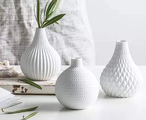 White Ceramic Vase Set, Great for Decorating Kitchen