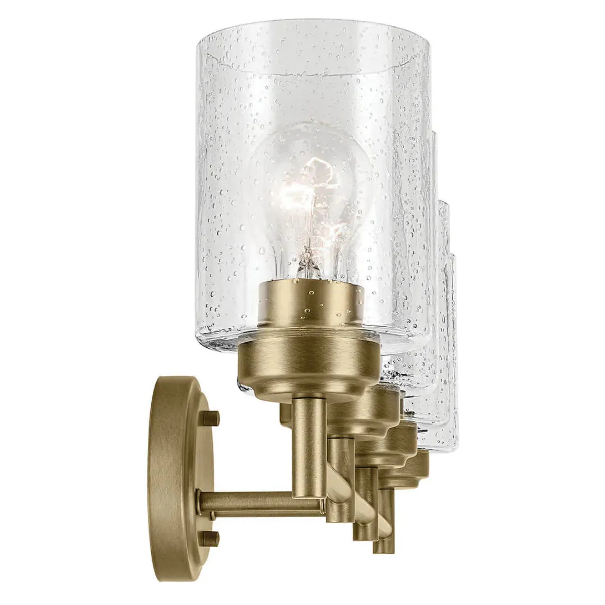 Winslow 30 In 4-Lights Bathroom Vanity Light With Clear Seeded Glass, Gold Finish